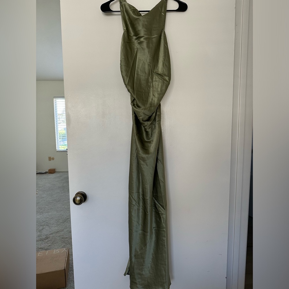 Reformation Cassette Silk Dress in Artichoke - Picture 4 of 4